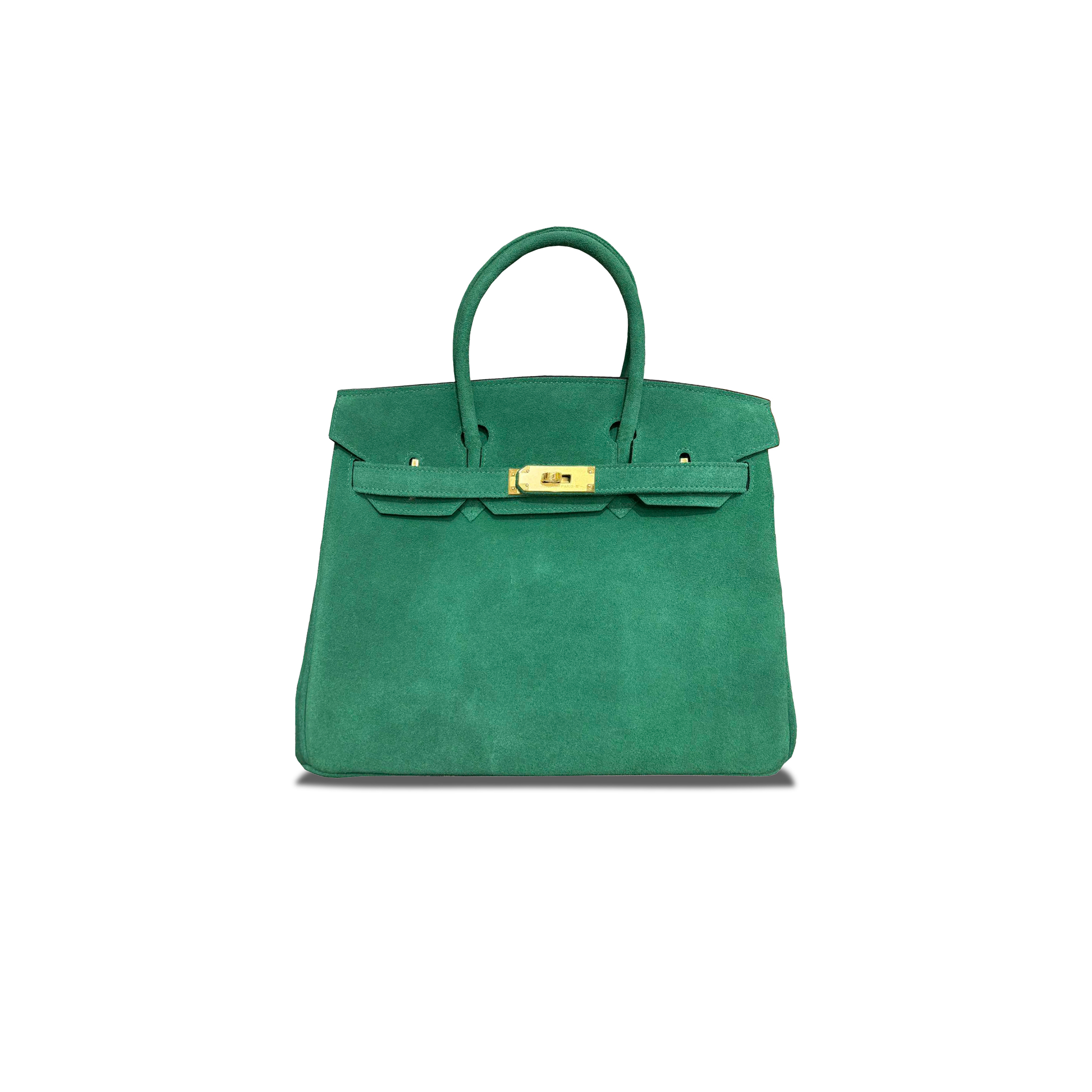 HERMÈS BIRKIN 30 CHAMOIS JUNGLE GREEN GOLD BUCKLE H028369CC59 (30*23*15cm)